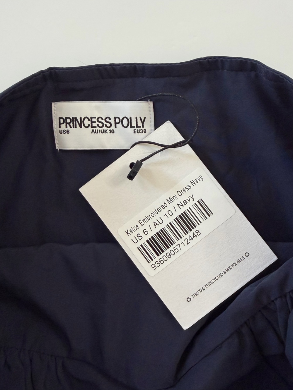 Princess Polly Dress Womens US 6 Navy Blue Embroidered Mini Halter New - Picture 5 of 11